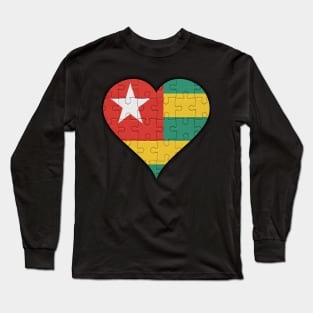 Togolese Jigsaw Puzzle Heart Design - Gift for Togolese With Togo Roots Long Sleeve T-Shirt